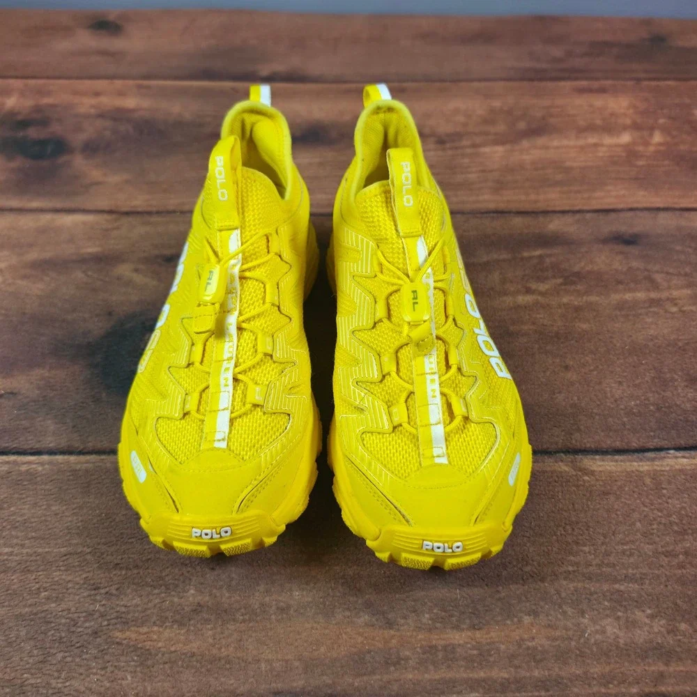 Polo Ralph Lauren Polo67 Sneakers Mens 7.5 Yellow Good Toggle Lacing Athletic